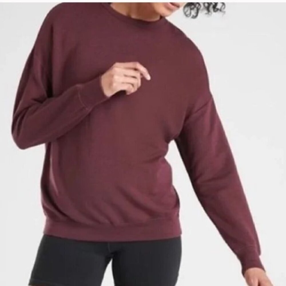 ATHLETA Women's Medium Maroon Pure Luxe Modal Blend Pullover Sweatshirt Cozycore
